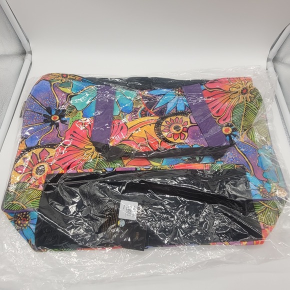 Laurel Burch Multi-Color Floral Design Shoulder Tote Bag - Picture 6 of 8